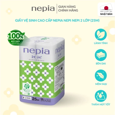Combo 3 lốc khăn giấy vệ sinh NEPIA 12 cuộn Không tắc bồn cầu 100% bột nguyên sinh