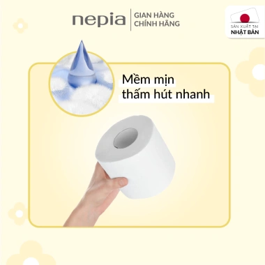 Combo 3 lốc khăn giấy vệ sinh NEPIA 12 cuộn Không tắc bồn cầu 100% bột nguyên sinh