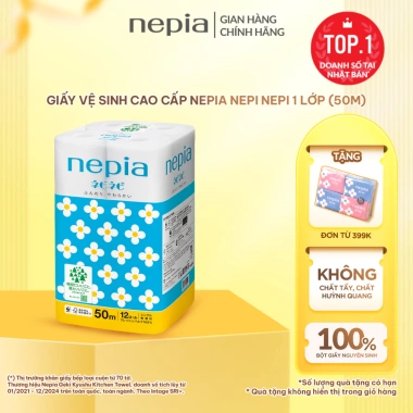 Combo 3 lốc khăn giấy vệ sinh NEPIA 12 cuộn Không tắc bồn cầu 100% bột nguyên sinh