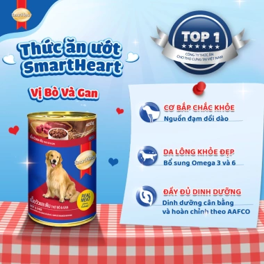 Combo 3 lon SmartHeart Pate 400gr cho chó tặng set nón và yếm - Giá 126.900đ 2