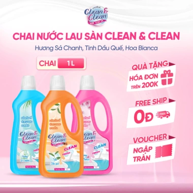 Combo 3 Nước Lau Sàn Clean Thái Lan 1L - Hương Thơm Tinh Dầu Tự Nhiên, Thơm Lâu, Giá 90k