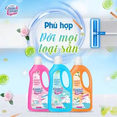 Combo 3 Nước Lau Sàn Clean Thái Lan 1L - Hương Thơm Tinh Dầu Tự Nhiên, Thơm Lâu, Giá 90k