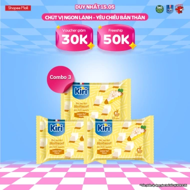 Combo 3 Phô mai Kiri vị chanh 15C 78g giảm giá 19% chỉ 168.150 VND Combo 3 Phô mai Kiri vị chanh 15C 78g giảm giá 19% chỉ 168.150 VND