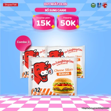 Combo 3 Phô mai Lát Con Bò Cười Burger 200G - Giá chỉ 191.478 VND, tiết kiệm 20% Combo 3 Phô mai Lát Con Bò Cười Burger 200G - Giá chỉ 191.478 VND, tiết kiệm 20%