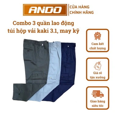 Combo 3 Quần Bảo Hộ Lao Động Túi Hộp Vải Kaki 3/1 - Giá Giảm 342.000₫