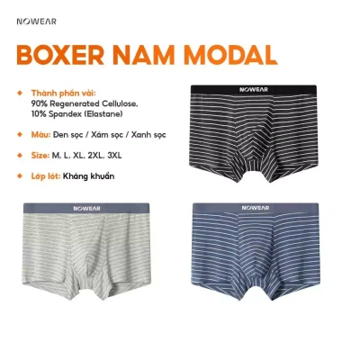 Combo 3 Quần lót nam Boxer thun lạnh NOWEAR cao cấp + Quần xì nam PROFIT co giãn chính hãng không viền - 267.880₫ 8