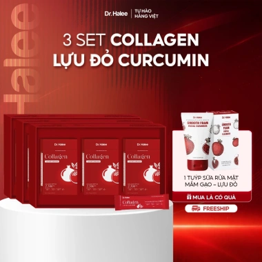 Combo 3 set Collagen Lựu đỏ Curcumin Dr Halee 9 hộp 10 gói Giá chỉ 2.295.000 VNĐ Combo 3 set Collagen Lựu đỏ Curcumin Dr Halee 9 hộp 10 gói Giá chỉ 2.295.000 VNĐ