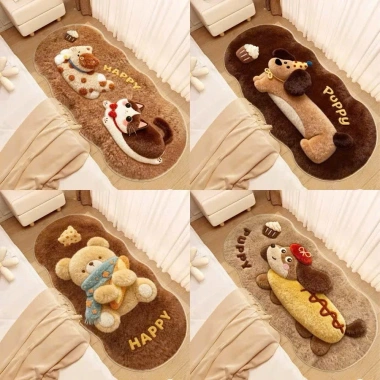 Combo 3 Thảm chân giường lông cừu 3D hình thú mềm, chống trượt - Giá 85.000 VND