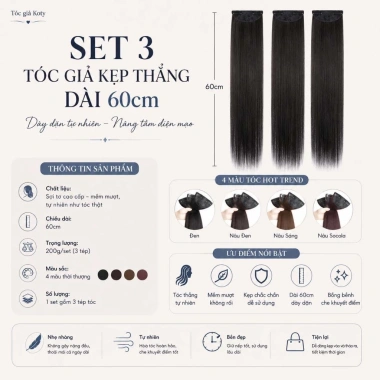 Combo 3 Tóc Giả Dài 60cm Nửa Đầu Thẳng Xoăn Tự Nhiên Cho Nữ - Giá Ưu Đãi 35k