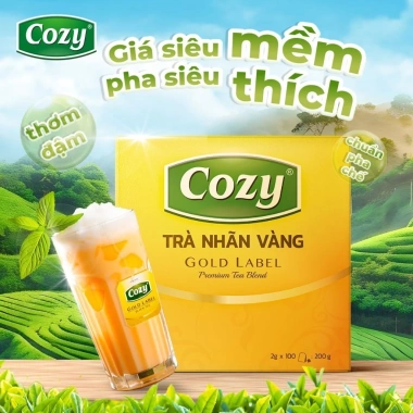 Combo 3 Trà Đen Nhãn Vàng Cozy Túi Lọc Rời - Hương Đậm Đà, Lọc Cơ Thể, Giá 318.000đ