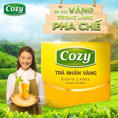 Combo 3 Trà Đen Nhãn Vàng Cozy Túi Lọc Rời - Hương Đậm Đà, Lọc Cơ Thể, Giá 318.000đ