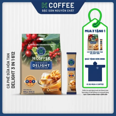 Combo 3 Túi Cà Phê Sữa Hòa Tan K Delight 3in1 612g - Giá chỉ 550k, K COFFEE 2