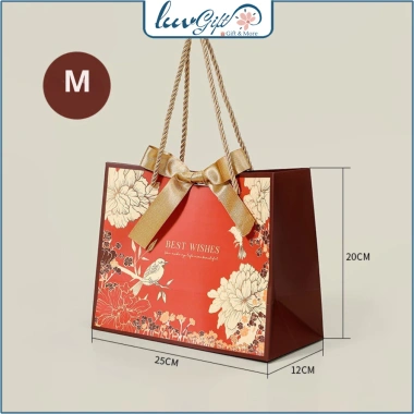 Combo 3 Túi Đỏ Hoa Mẫu Đơn + Chim Cổ Điển, Nơ Sang Trọng TU36 - Quà Tết Giá 33.000₫ 10