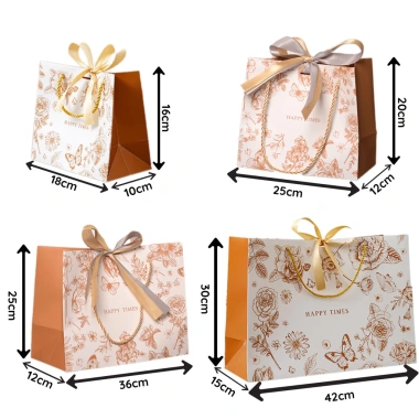 Combo 3 Túi Đựng Quà Giấy Cứng Trắng Cam Happy Times TU69 – Dây Cột Nơ Xinh Xắn, Quà Sinh Nhật & Lễ Tết 4
