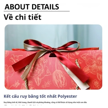 Combo 3 Túi đựng quà Tết dày dặn kèm nơ sắc nét Tú44 - Túi giấy họa đỏ in vân kẻ sọc sang trọng, chỉ 31.350₫ 7