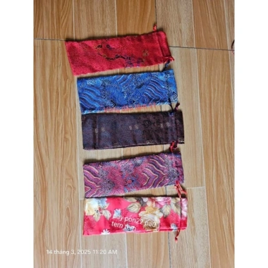 Combo 3 túi gấm đỏ dây rút KT 8x19cm 8x24cm - Giá ưu đãi 30.000 VND