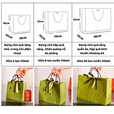 Combo 3 Túi Giấy Đựng Quà Họa Tiết Vân In Chìm - Nơ Buộc, Quai Lụa, Phong Cách Tết 5