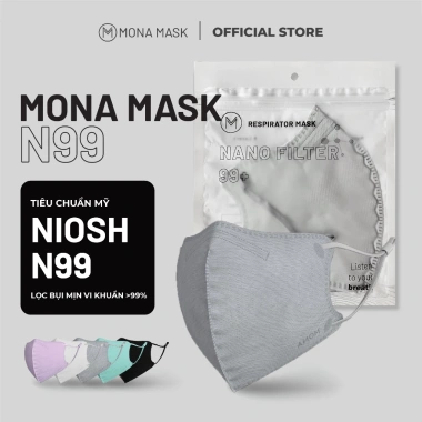 Combo 3 túi Mona Mask 6 lớp N99 chống nắng, lọc 99% bụi mịn 0.3µm tái sử dụng