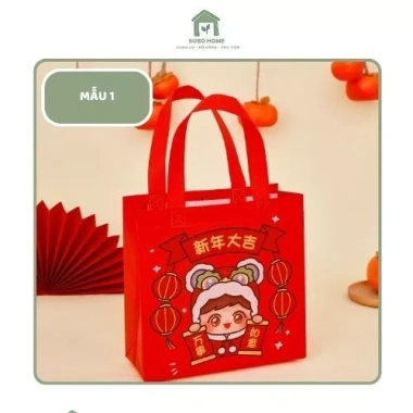 Combo 3 Túi Tote Canvas Không Dệt Đỏ May Mắn - Đựng Quà Tết, Bánh Kẹo, Đồ Học Tập, Giá Siêu Tiết Kiệm 24.000₫ 9