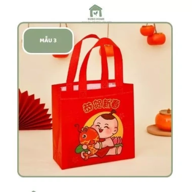 Combo 3 Túi Tote Canvas Không Dệt Đỏ May Mắn - Đựng Quà Tết, Bánh Kẹo, Đồ Học Tập, Giá Siêu Tiết Kiệm 24.000₫ 10