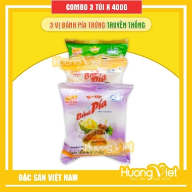 Combo 3 vị bánh pía sầu riêng Tân Huê Viên - Đậu xanh, Khoai môn, Lá dứa - Giá 272.000 VND giảm từ 337.280 VND