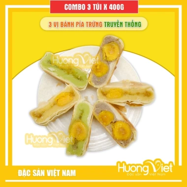 Combo 3 vị bánh pía sầu riêng Tân Huê Viên - Đậu xanh, Khoai môn, Lá dứa - Giá 272.000 VND giảm từ 337.280 VND