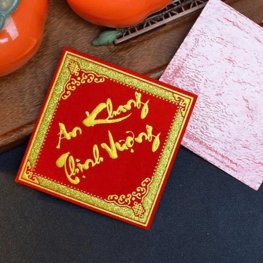 Combo 3 xấp 10 tờ Decal nhung vuông 10cm Dưa Hấu Bưởi Chữ Thư Pháp - Trang trí trái cây chưng Tết giá ưu đãi 59.800
