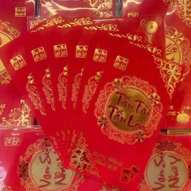 Combo 30-120 Bao Lì Xì Tết Nhung Đỏ In Nổi 3D Truyền Thống – Giá ưu đãi 35.000 VND, May Mắn, Ý Nghĩa