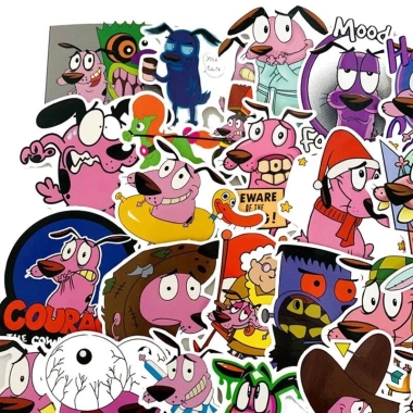Combo 30-60 sticker chú chó nhút nhát Courage – Decal trang trí giá chỉ 40.000đ 3