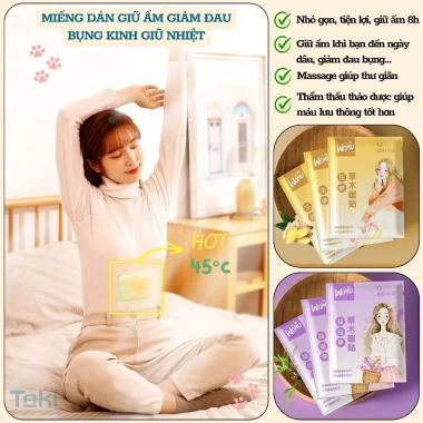 Combo 30 Miếng Dán Giữ Nhiệt WOMU Giảm Đau Bụng, Thảo Dược Tự Nhiên, 6‑8h Nhiệt