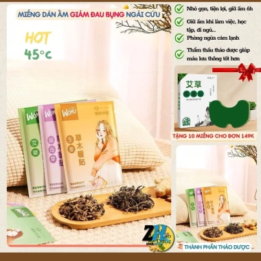 Combo 30 miếng Dán Ngải Cứu WOMU - Giảm Đau Kinh, Ấm Bụng 6h, Giữ Ấm Mùa Lạnh, Giá 49.000đ