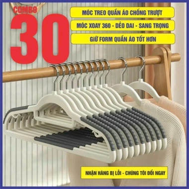 Combo 30 móc treo quần áo đa năng xoay 360 – nhựa đệm caosu chống trượt, 59.000 VND