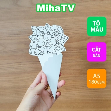 Combo 30 tranh A5 tô màu tự cắt que kem hoa quà tặng bé 8/3 20/10 chỉ 50.000₫