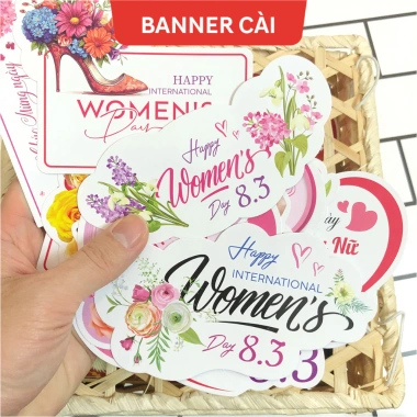 Combo 30/50 Banner, Toper, Tag, Thiệp cài quà tặng 8/3 Quốc tế Phụ Nữ, Giá 60.000đ