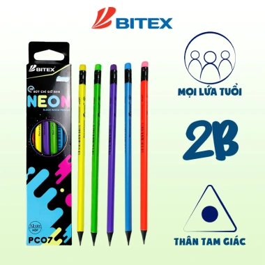 Combo 3/5 Bút chì đen Bitex 2B Neon PC07 - Giá chỉ 9.900₫, tiết kiệm tới 12.870₫ 4