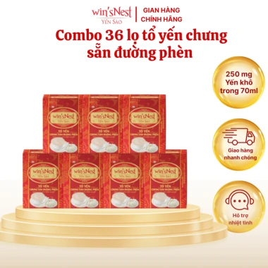 Combo 36 lọ Yến sào win'sNest tổ yến chưng sẵn đường phèn 20% 250mg/70ml - Giá ưu đãi 1.296.000 VND