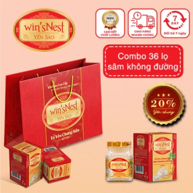 Combo 36 lọ Yến Sào Winsnest - Tổ Yến chưng sẵn, nhân sâm không đường 70ml, kèm túi, chỉ 1,350,000 VND