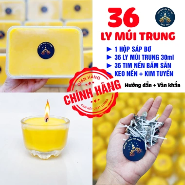Combo 36 Ly Nến Bơ Múi Trung 30ml – Nguyên Liệu Cúng Phật, Đèn Cầy Bơ Dường – Giá ưu đãi 189.000₫
