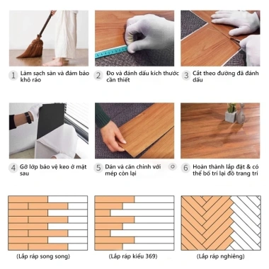 Combo 36 miếng Sàn nhựa giả gỗ 5m² 91.4x15.2cm keo dán giảm giá 349.000₫ 8