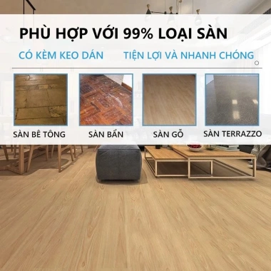Combo 36 miếng Sàn nhựa giả gỗ 5m² 91.4x15.2cm keo dán giảm giá 349.000₫ 9