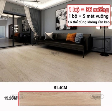 Combo 36 miếng Sàn nhựa giả gỗ 5m² 91.4x15.2cm keo dán giảm giá 349.000₫ 12