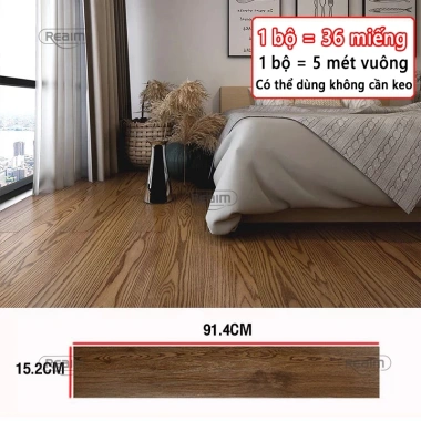 Combo 36 miếng Sàn nhựa giả gỗ 5m² 91.4x15.2cm keo dán giảm giá 349.000₫ 13