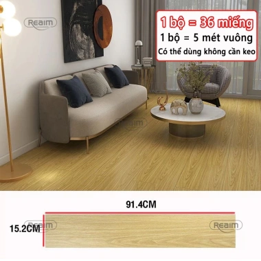 Combo 36 miếng Sàn nhựa giả gỗ 5m² 91.4x15.2cm keo dán giảm giá 349.000₫ 14
