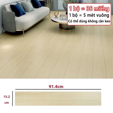 Combo 36 miếng Sàn nhựa giả gỗ 5m² 91.4x15.2cm keo dán giảm giá 349.000₫ 15