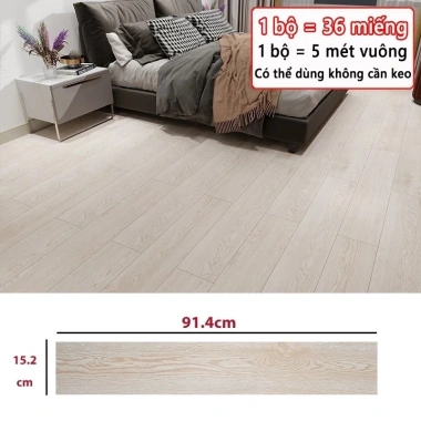 Combo 36 miếng Sàn nhựa giả gỗ 5m² 91.4x15.2cm keo dán giảm giá 349.000₫ 17