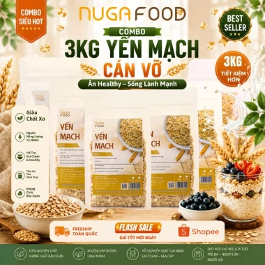 Combo 3kg hạt yến mạch cán dẹt nhập khẩu Úc NUGAFOOD Oatmeal Oatnight ăn kiêng 307.895 VND 10