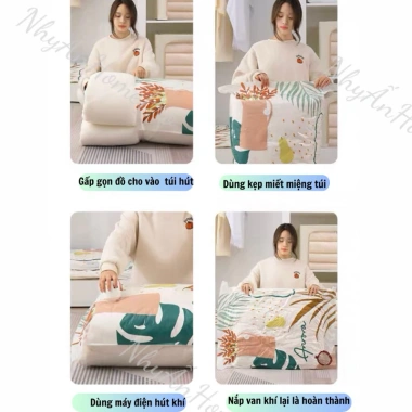 Combo 4-6 Túi Hút Chân Không Bảo Quản Quần Áo, Chăn Ga + Bơm Điện Giá Ưu Đãi 195k