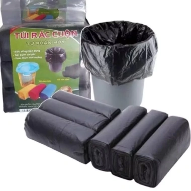 Combo 4 Bịch 12 Cuộn Túi Rác Tự Phân Hủy Đen 55x65cm - Siêu Bền, Giá Ưu Đãi 80k