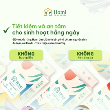 Combo 4 Bịch Giấy Rút HOMI 1.300 Tờ - 4 Lớp Mềm Mịn, An Toàn Cho Da, Kèm Móc Treo - Giá 99.000 VND 5 Combo 4 Bịch Giấy Rút HOMI 1.300 Tờ - 4 Lớp Mềm Mịn, An Toàn Cho Da, Kèm Móc Treo - Giá 99.000 VND 5