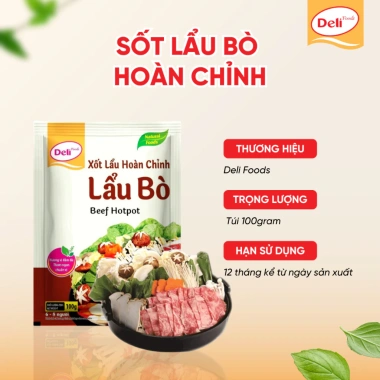 Combo 4 gói gia vị lẩu Thái Tom Yum, bò, gà, hải sản Deli Foods 100g Giá 11.520đ
